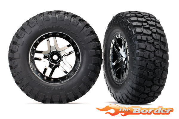 Traxxas Tire & Wheel Assy Glued (Sct) Black Chrome Ultra Soft S1 6873T