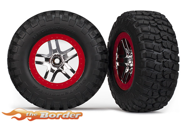 Traxxas Tire & Wheel Assy Glued (Sct) Red Chrome BFGoodrich 6873A