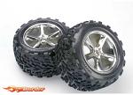Traxxas Tires & Wheels Assembled/Glued (Gemini black chrome wheels, Talon Tires) 5374