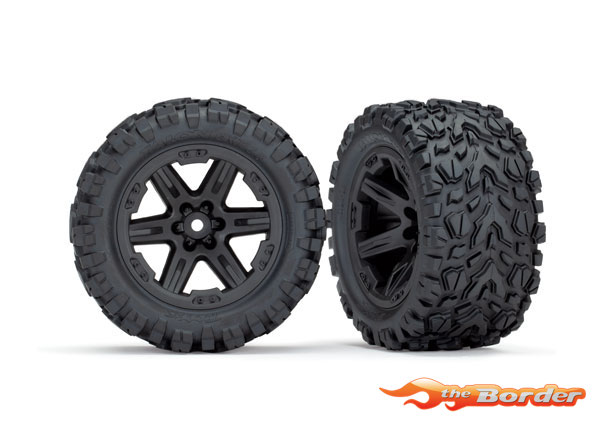 Traxxas Tires & Wheels Assembled Glued (2.8) (Rustler 4X4) Black Wheels Talon Extreme 6773