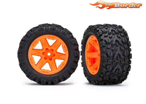 Traxxas Tires & Wheels Assembled Glued (2.8) (Rustler 4X4) Orange Wheels Talon Extreme 6773A