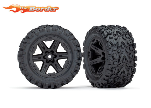 Traxxas Tires & Wheels Assembled Glued (2.8) Rustler 4X4 Black Wheels Talon Extreme 6774