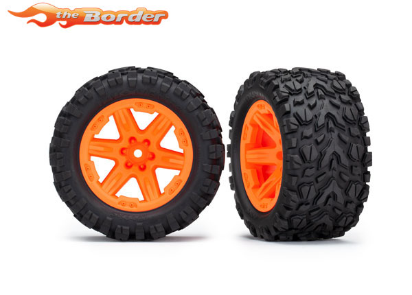 Traxxas Tires & Wheels Assembled Glued (2.8) Rustler 4X4 Orange Wheels Talon Extreme 6774A