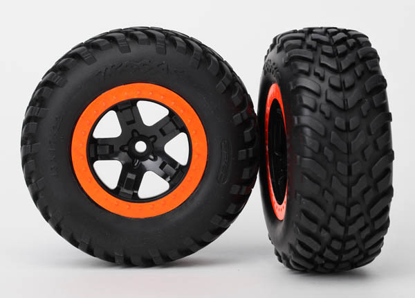 Traxxas Tires & Wheels, Assembled, Glued (SCT Black/Orange) 5863