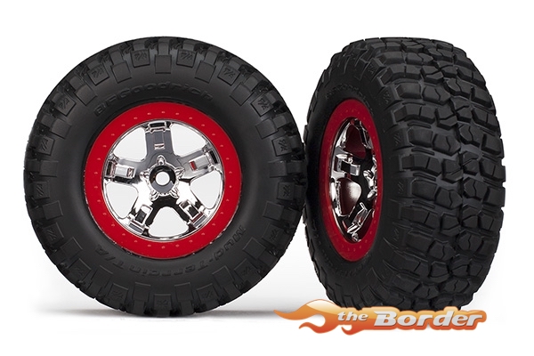 Traxxas Tires & wheels (Glued on SCT Chrome wheels TSM Rated S1 Comp) 5887R