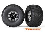 Traxxas Tires & wheels assembled glued (chrome wheels) (2) Rear 3663X