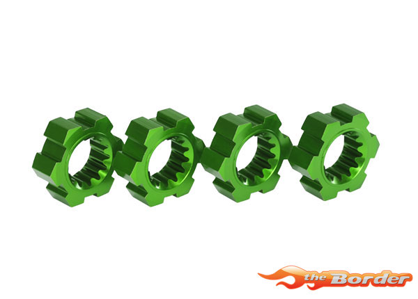 Traxxas Wheel hubs hex (2)/ hex clips aluminum (Green anodized) (4) TRX7756G