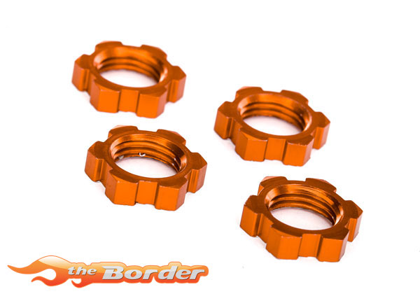 Traxxas Wheel nuts, splined, 17mm, serrated (Orange Anodized) (4) 7758T