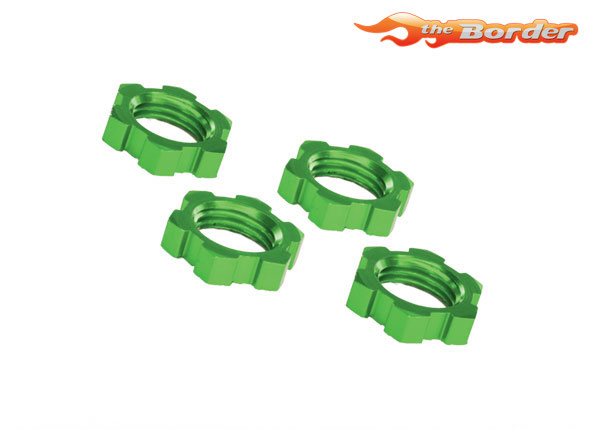 Traxxas Wheel nuts, splined, 17mm, serrated (green-anodized) (4) 7758G