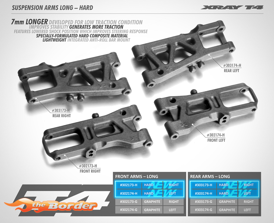 XRAY Rear Suspension Arm Long Right - Graphite 303173-G