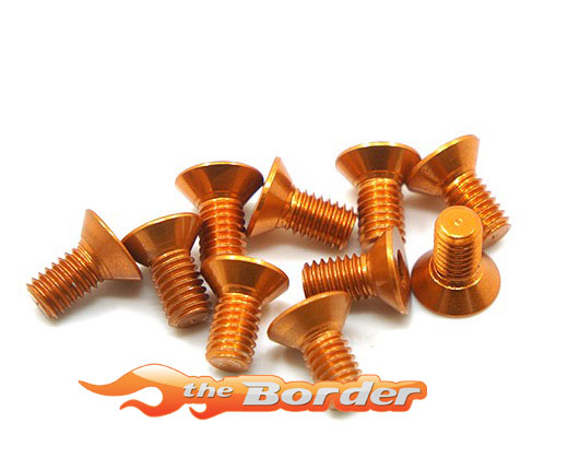 Yeah Racing Alum.7075 3x10mm Hex Socket Flat Head Screw 10pcs. Orange AHF-310OR