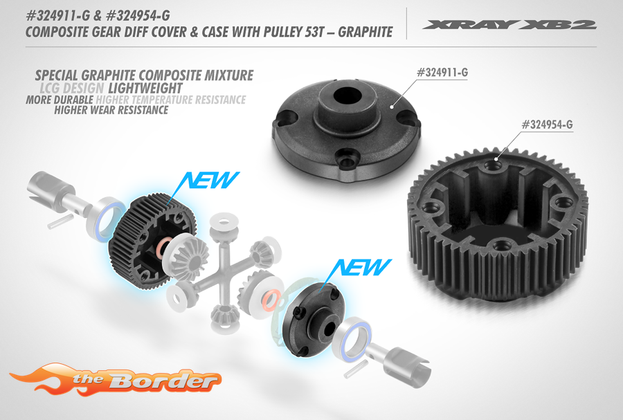 XRAY Composite Gear Differential Case With Pulley 53T - Lcg - Graphite 324954-G - Afbeelding 3