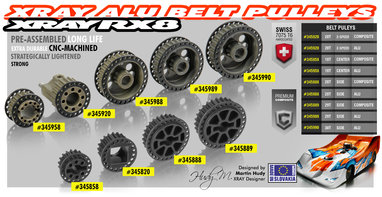 XRAY Composite Side Belt Pulley 28T - Front 345888