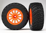 Traxxas Orange Tires & wheels - assembled glued TRX7473A