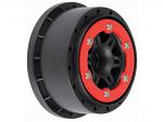 ProLine Split Six 2.2 inch/3.0 inch Red/Black Bead-Loc Wheels (2) for Slash Rear - Slash 4x4 & Blitz Front or Rear PR2715-04