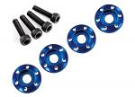 Traxxas Wheel nut washer, machined aluminum, blue / 3x12mm CS (4) TRX7668G