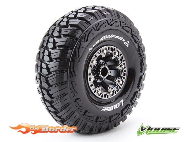 LouiseRC CR-GRIFFIN 1-10 Crawler Tire Set Super Soft 2.2" Wheel Black Chrome Hex 12mm 1 Pair LR-T3235VBC - Afbeelding 3