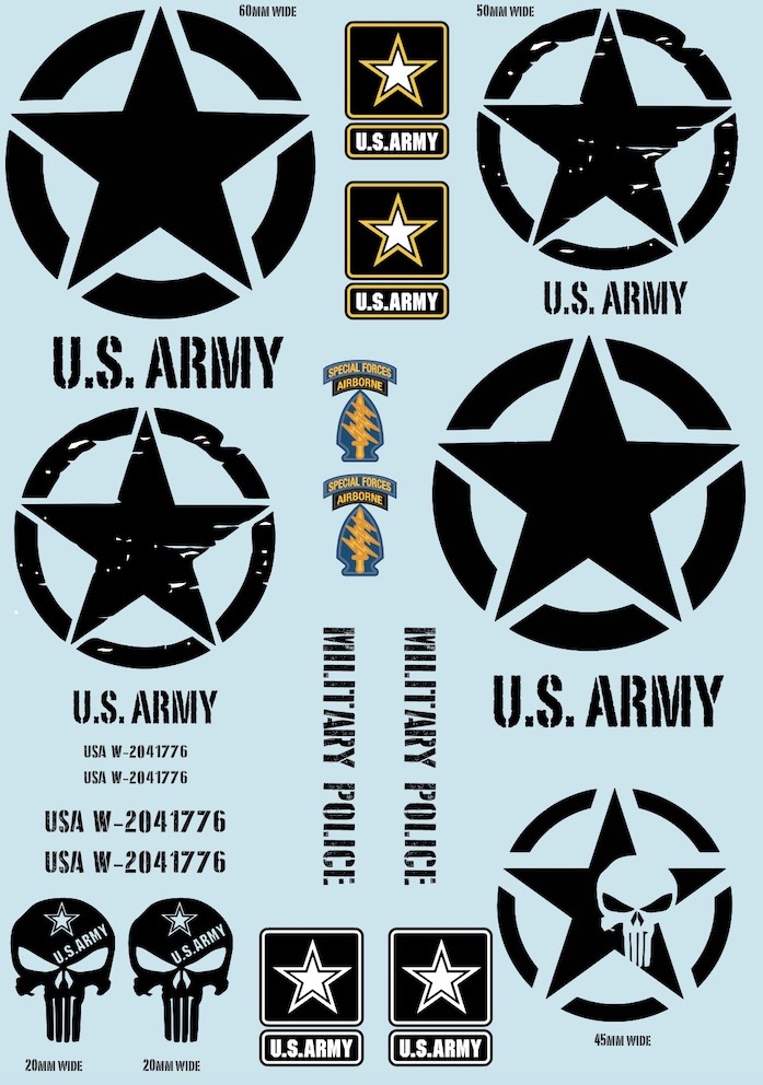 Military Police Logo Decal Sheet 1/10 - Black BRPD1030