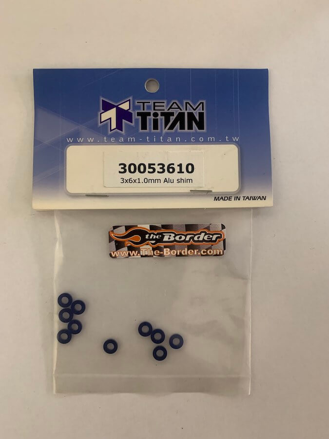 Team TiTan Shim (10) 3x6x1.0mm Blue alu. 30053610