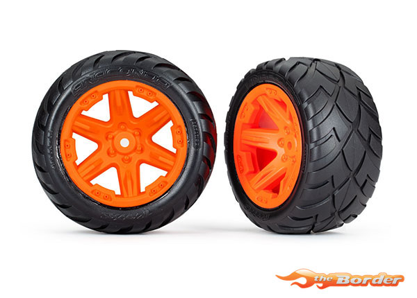 Traxxas Anaconda Tires & Wheels Assembled Glued (2.8") (2WD Rear) 6768 Oranje