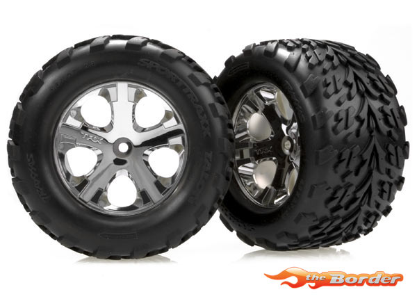Traxxas Tires & wheels Assembled (2.8") (All-Star chrome wheels, Talon tires) Front (2) TRX3669