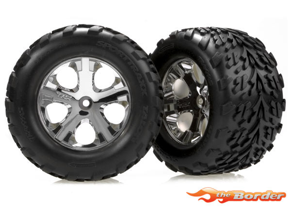 Traxxas Tires & wheels Assembled (2.8") (All-Star chrome wheels, Talon tires) Rear (2) TRX3668