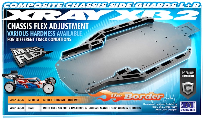 XRAY XB2 Composite Chassis Side Guards L+R - Medium 321260-M