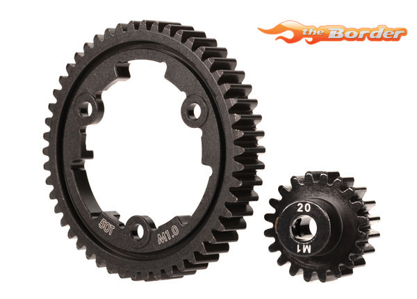 Traxxas Spur Gear 50-tooth Steel + Pinion 20T (wide face 1.0 metric pitch) 6450
