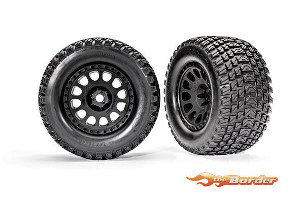 Traxxas XRT Tires & wheels assembled glued XRT™ Race black wheels, Gravix™ tires 7872