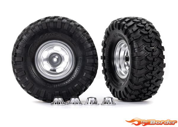 Traxxas Tires & wheels assembled glued (2.2' Satin Chrome wheels Canyon Trail 5.3 x 2.2' tires) (2) 8159