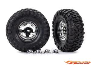 Traxxas Tires & wheels assembled glued (2.2' chrome wheels Canyon Trail 5.3 x 2.2' tires) (2) 8159X
