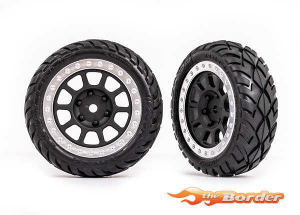 Traxxas Preglued Wheels & Tyres (Anaconda 2.2 Satin Chrome assembled and glued) (front) (2) 2479G