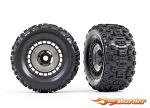 Traxxas Tires and Wheels, Glued (3.8" Black Wheels, Gray Wheel Covers) Sledgehammer Tires (2) 5972