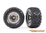 Traxxas Tires and Wheels, Glued (3.8" Black Chrome Wheels, Black Chrome Wheel Covers) Sledgehammer Tires (2) 5972T