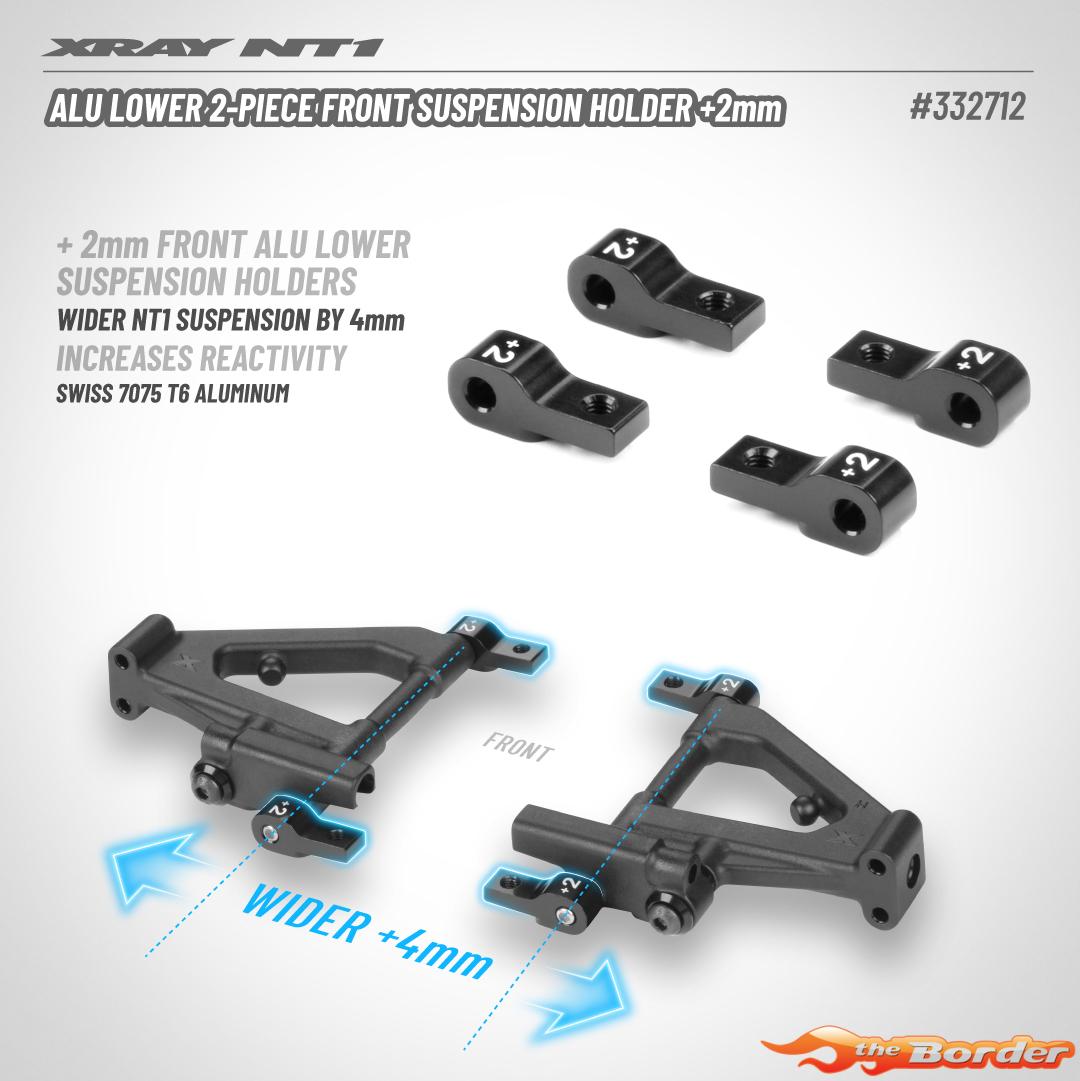 XRAY Alum. Lower 2-Piece Front Susp. Holder +2mm (4) 332712 - Afbeelding 3