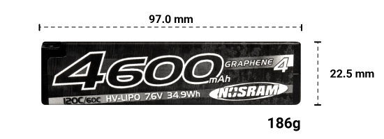 Nosram HV Hyper LCG Modified Shorty GRAPHENE-4 4600mAh 7.6V LiPo 120C/60C 999660 - Afbeelding 3