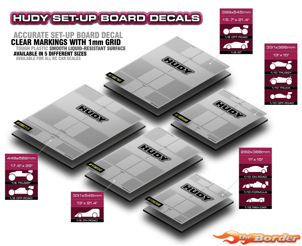 HUDY Plastic Set-Up Board Decal 331x545mm - 1/8 On-Road 108560 - Afbeelding 3