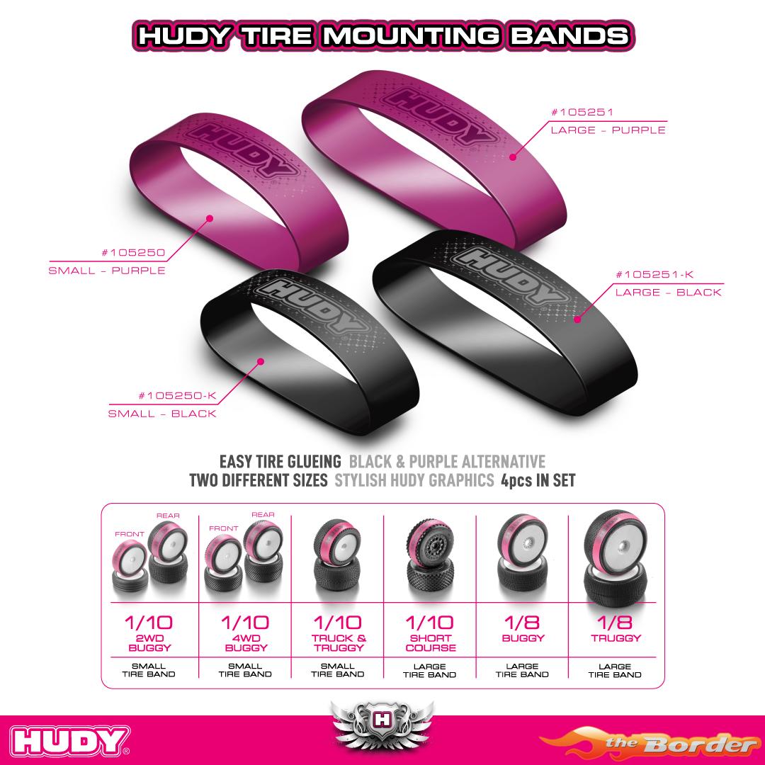 HUDY Tire Mounting Band Small Black (4pcs for 1/10) 105250-K - Afbeelding 3