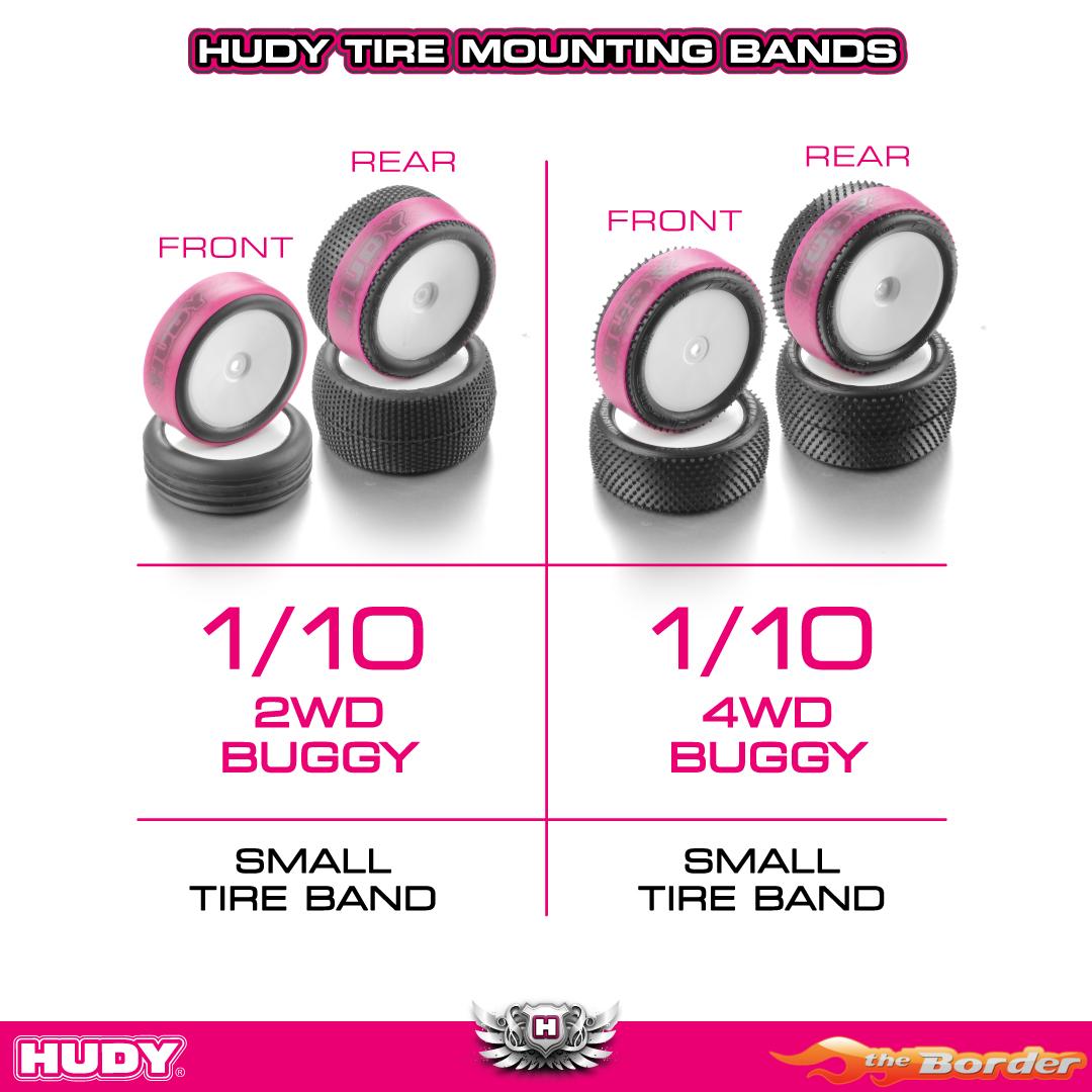 HUDY Tire Mounting Band Small Black (4pcs for 1/10) 105250-K - Afbeelding 4