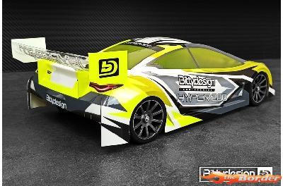 BittyDesign HYPER-200 clear body 1/10 TC Nitro 200mm Light weight BDTC-200HYP - Afbeelding 2