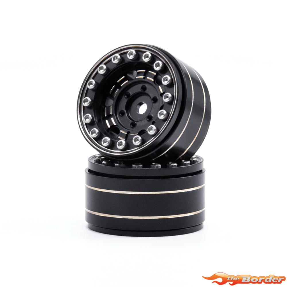 BRP 1.0'' Brass Quality Black Gold Beadlock Wheel Rim set for 1/18 M017 - Afbeelding 3