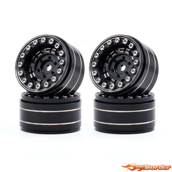 BRP 1.0'' Brass Quality Black Gold Beadlock Wheel Rim set for 1/18 M017