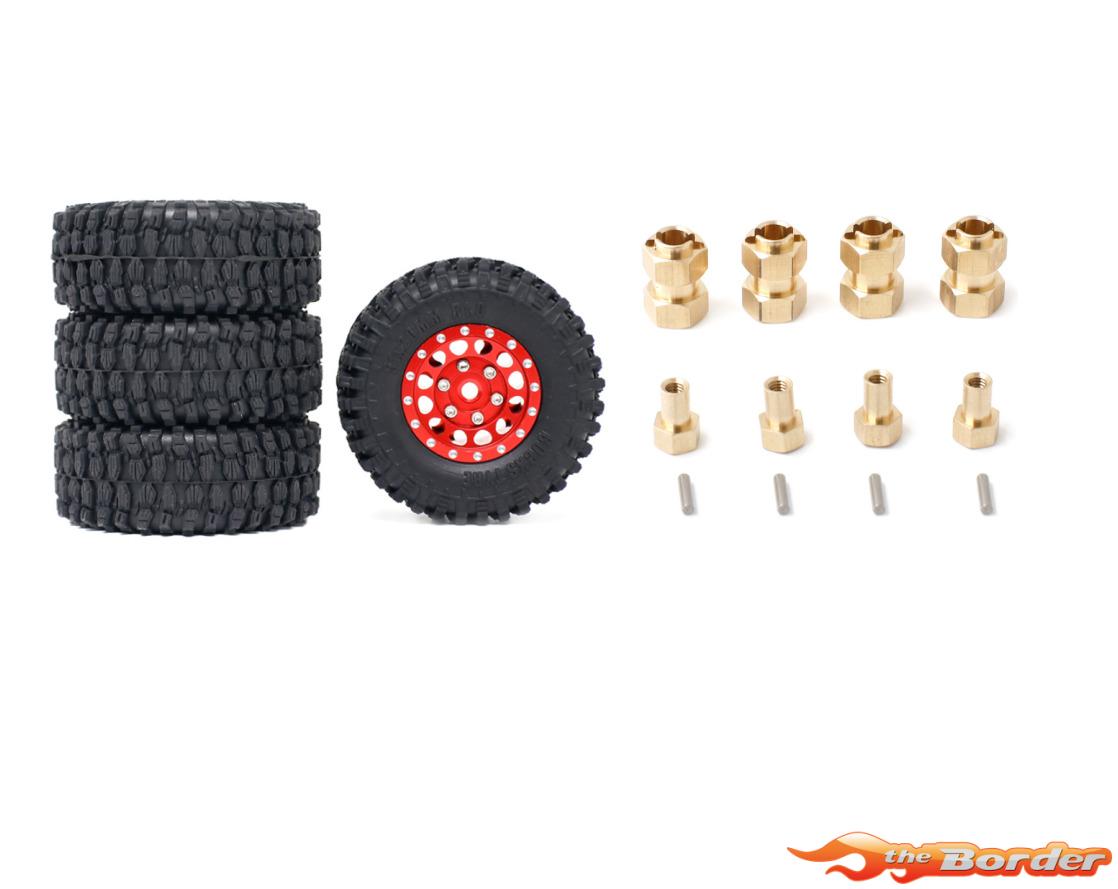 BRP 1.0'' Aluminum Beadlock Wheel Rim&Tire set for 1/18 TRX4M M070Red - Afbeelding 5