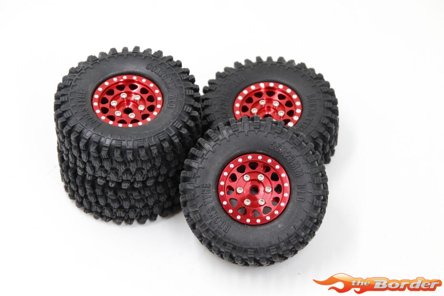 BRP 1.0'' Aluminum Beadlock Wheel Rim&Tire set for 1/18 TRX4M M070Red - Afbeelding 2