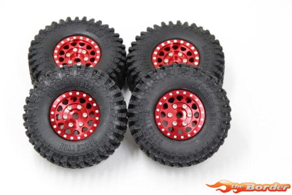 BRP 1.0'' Aluminum Beadlock Wheel Rim&Tire set for 1/18 TRX4M M070Red