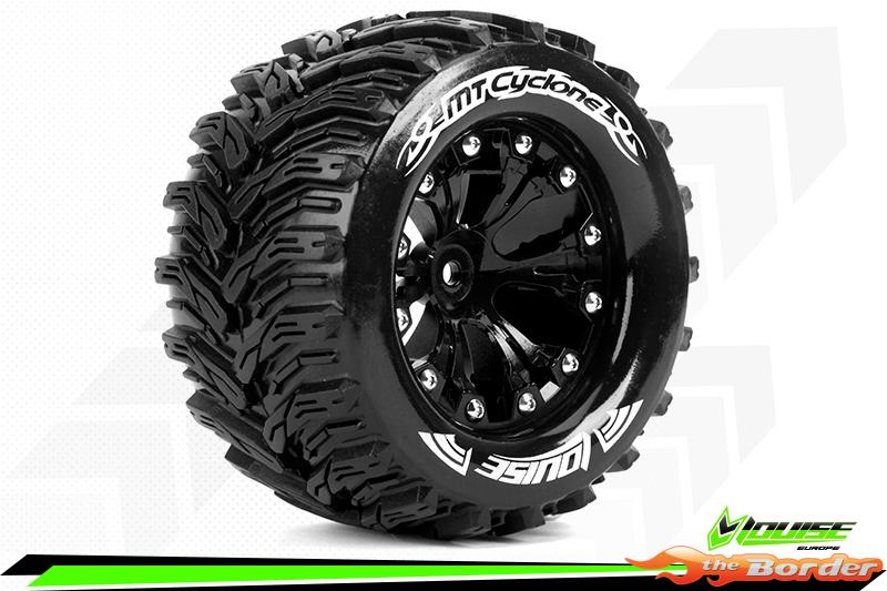 LouiseRC MT-Cyclone Traxxas Stampede/Rustler Tires - 2WD Rear Wheels Black Glued LR-T3226SBH