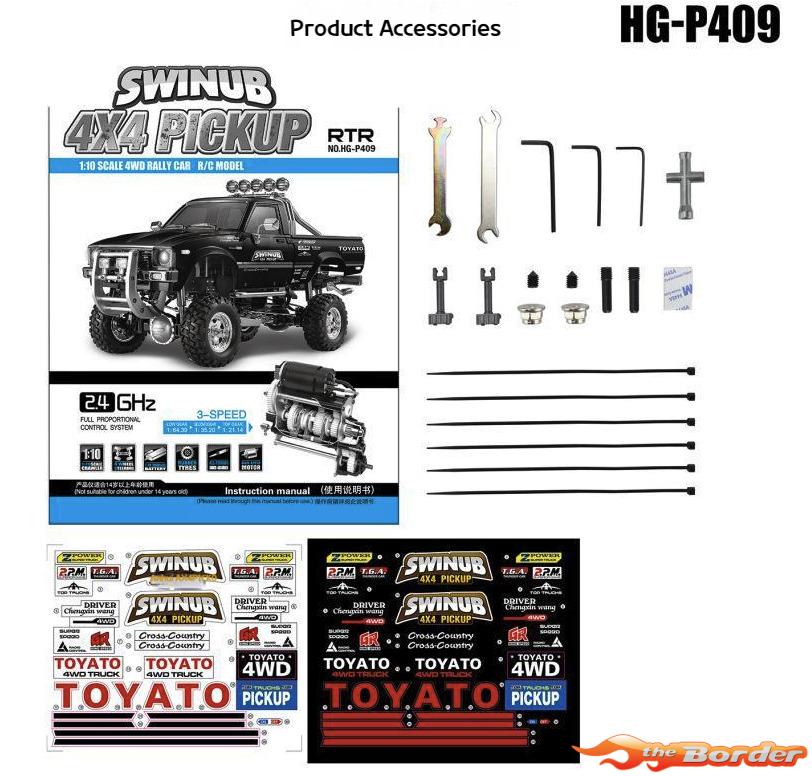 HG P409 2.4Ghz 4x4 Scale Hi-Lux Crawler Pick-Up 1/10 RTR Black - Afbeelding 11