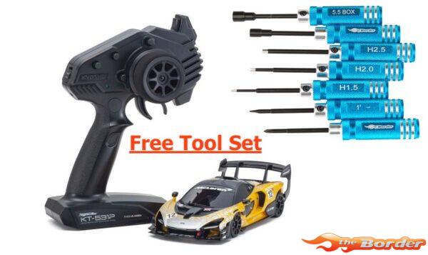 Kyosho Mini-Z RWD McLaren Senna GTR Orange (W-MM/KT531P) met Toolset 32340OR