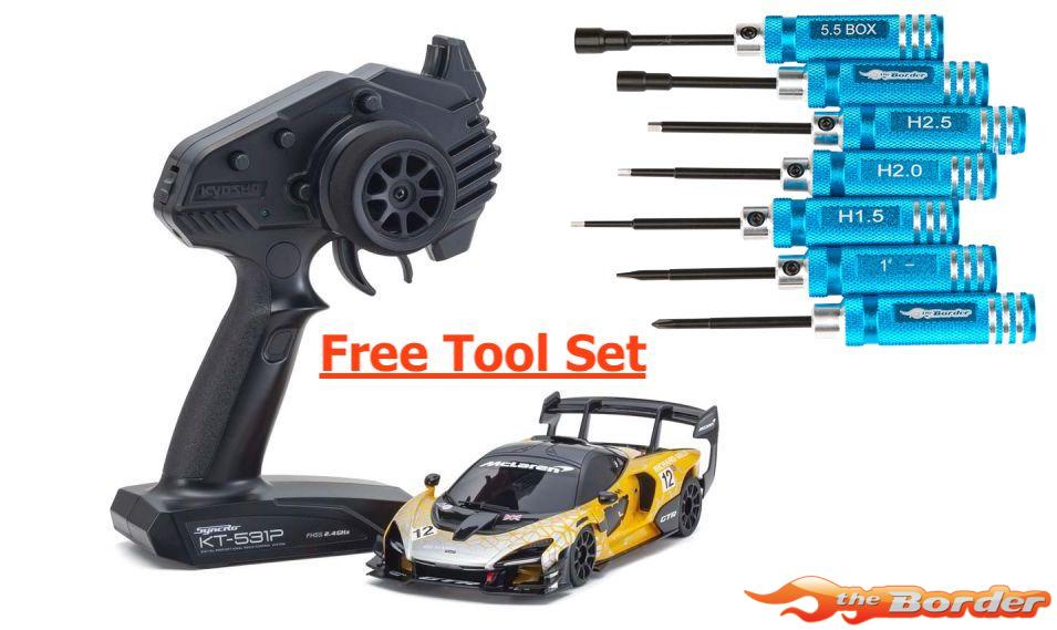 Kyosho Mini-Z RWD McLaren Senna GTR Orange (W-MM/KT531P) met Toolset 32340OR