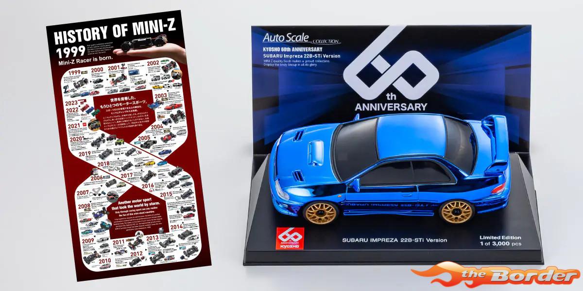 Kyosho Mini-Z Body Set SUBARU Impreza 22B-STi Version Chrome Blue Kyosho 60th Anniversary MZP457CBL - Afbeelding 3